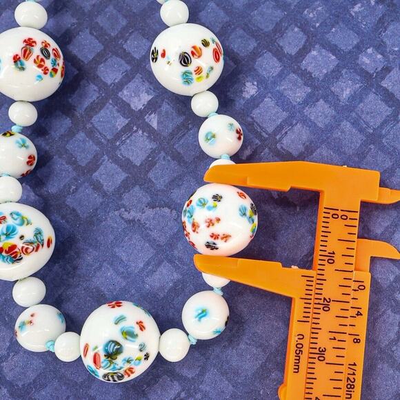 Vintage Statement Japanese Tombo Bead Necklace Up To 13 MM Restrung Handknotted - Picture 8 of 9